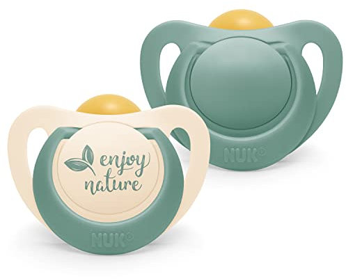 NUK for Nature Babyschnuller | Nachhaltige Gummischnuller | Über 98 % natürliche Rohstoffe | 6-18 Monate | Eukalyptusgrün | 2 Stück