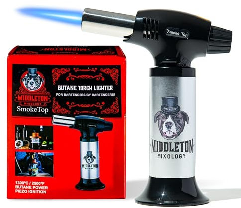Middleton Mixology - Cocktail Torch - Culinary, Kitchen, BBQ, Smoker, Food Searing Butane Torch - Refillable Torch Perfect for Smoking Old Fashioned Drinks