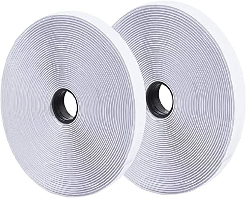 12M Self Adhesive Hook and Loop Tape, Extra Strong Double-Sided Sticky Tape Back Fastening Tape,20 mm Width, White