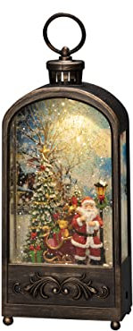 Konstsmide LED Wasserlaterne Santa und Baum, braun, wassergefüllt, 5h Timer, 1 warm weiße Diode, batteriebetrieben & USB, Innen - 4279-000