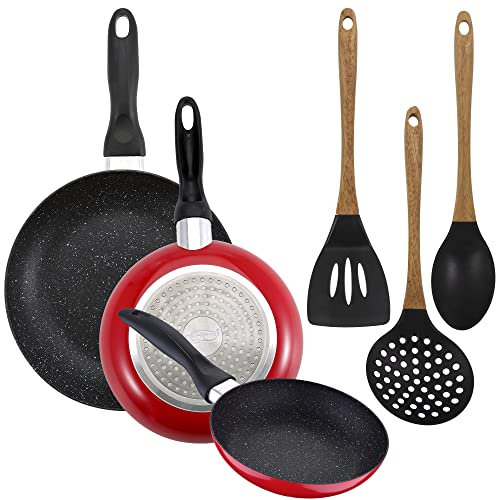 PACK DE 3 SARTENES SAN IGNACIO Ø16CM Ø20CM Ø24CM + SET DE 3 UTENILIOS DE COCINA EN SILICONA