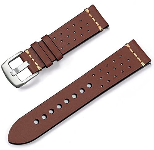 Overhil1s Vintage Echtes Leder Armbands Multi Colors Gürtel 22mm 20mm Frauen Männer Uhren Band Strap Armbanduhr (Band Color : Hero 3, Band Width : 22mm)