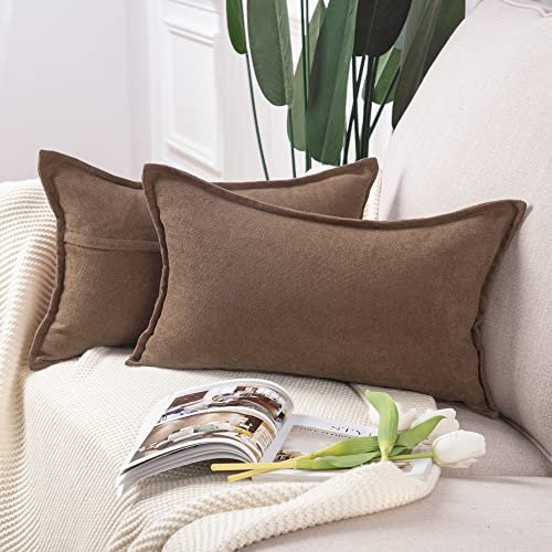 Madizz 2er Set kurzen Chenille Zierkissenbezüge weicher dekorativer Kissenbezug für Sofa, Schlafzimmer Kissenhülle Barun 30x50 cm Rechteckig