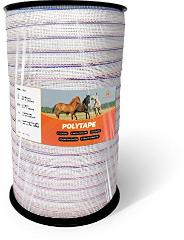 Pet & Livestock HQ Elektrisches Zaunband für Vieh, Polytape Zaun, Heißdraht mit hoher Sichtbarkeit, 1,9 cm breit, 500 m lang