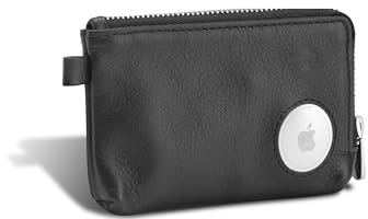 ISENTIALS AirTag* Schlüsseletui, Schlüsselanhänger aus Premium Leder mit sichtbarer & unsichtbarer AirTag Halterung, Key organizer Platz für 12 Schlüssel & Autoschlüssel - (Schwarz)