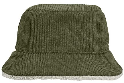 noTrash2003 Wendbarer Damen und Herren Bucket Hat Fischerhut Fisherhat Anglerhut Bob mit Einer Cordseite und Einer Sherpaseite in 2 Farben und 2 Grössen (Army-Beige Grösse S/M)