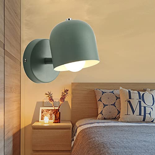 Mengjay Wandlampe Kinder Nachttischlampe Schlafzimmer Kinderzimmer Wandleuchte Innen Wandleuchten Eisen Holz Wandlampen Verstellbar Küche Wandbeleuchtung E27 Deko Decke Leuchte Flur Lampe (Grün)