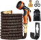 Expandable Garden Hose with 10 Modes Water Spray Gun,3/4&1/2 Solid Brass Connectors, Durable 3450D Weave, Garden Hose Reel,No-Kink Flexible Magic Water Pipe (25FT/7.5m)