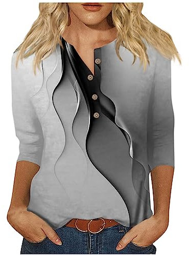 Top Femme Élégant avec Col en V Et Manches 3/4 Boutonné - Blouse Blanche Chic Et Sexy - Chemise Enceinte Violette - Grande Taille