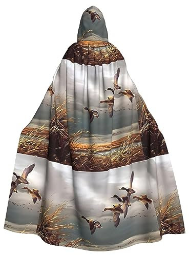 MYGANN Jagd Fliegende Wilde Enten Männer Frauen Halloween Rollenspiel Party Dekoration Kapuzenponcho Schwarz, Schwarz , One size