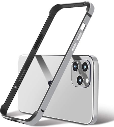 AOPNN New Aluminum Frame Metal Bumper Frame Slim Hard Case Cover for iPhone15 Pro max, Metal Frame Armor with Soft Inner Bumper, Raised Edge Protection (Titanium, 6.7 iPhone 15 pro max)