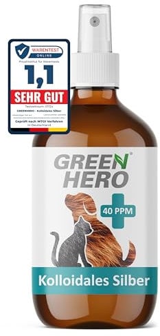 Green Hero Kolloidales Silber Spray 40 PPM 250 ml für Hunde & Katzen | Pflegendes Wundspray und Mittel gegen Juckreiz