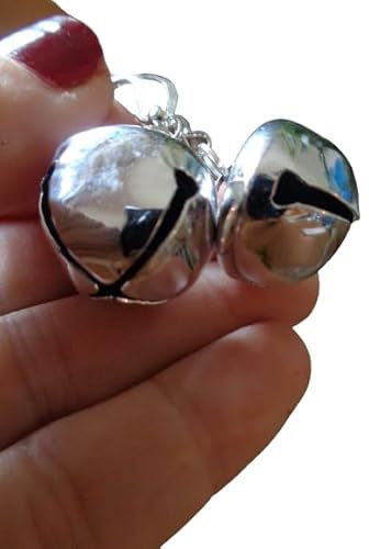 .｡.:* ☆ GLÖCKCHEN OHRRINGE IN GLÄNZEND, MATT & ROT & SILBER ☆*.:｡. süßes Nikolaus- Wichtel-, Adventskalender- oder Weihnachtsgeschenk, Advent, Weihnachten, Glocken Ohrringe (silber glänzend)