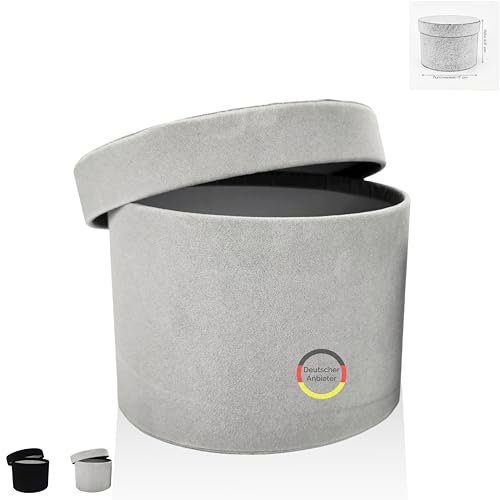 FleurDekoer Geschenkbox Rund mit Deckel [Samt] Flowerbox Schachtel für Blumen Schokolade für Geburtstag Hochzeit Weihnachten Muttertag Valentinstag | H 12.5cm / D 17cm (hellgrau)