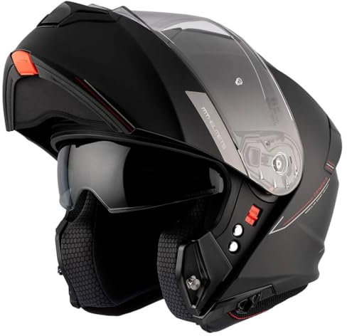 MT Genesis SV Negro Mate - Casco de Moto Modular Abatible con Visor Solar - Homologado ECE 22.06 (M)