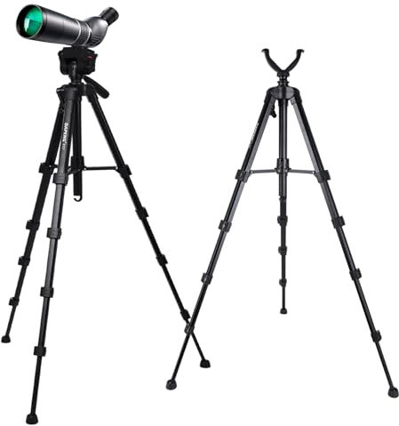 DAPENG Spotting Scope Tripod,Shooting Hunting Rest V Yoke Stand with Travel Bag and Phone Holder,Compatible with Monocular/Astronomical Telescope/DSLR Camera/Cell Phone/Projector (70 inch)