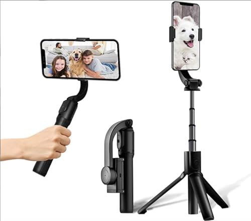 Esenlong Stabilisateur Gimbal pour Smartphone avec Perche à Selfie Extensible Trépied Auto-Équilibré 1 Axe pour Selfies de Groupe et Diffusion en Direct