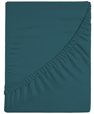 Lenzuolo Sotto Con Angoli Per Letto Matrimoniale, Lenzuolo Sotto Con Angoli Tinta Unita, Elasticizzato sui 4 Lati, 100% Jersey di Cotone, 170/180x190/200 cm, Ottanio