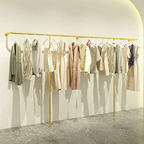 AYVADA Kleiderständer aus Metall für Bekleidungsgeschäfte, moderne Kleiderständer zur Wandmontage, goldene Garderobenständer für den Einzelhandel