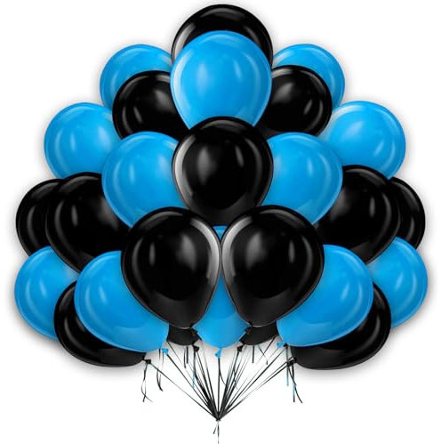 Pack 25 PCS Black & Blue Balloons - 10 Inch Gaming Balloons Party Set for Kids, Boys Birthday, Baby Shower, Father's Day Decorations