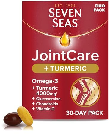 Seven Seas JointCare plus TURMERIC, With Omega-3, Glucosamine, Chondroitin, Vitamins C and D, Manganese and Zinc, Food Supplements, 30-Day Pack