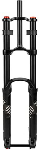 26 27.5 29 Pollici MTB Forcella Ammortizzata per Bici da Viaggio 160mm, Ultraleggero 1-1/8 Doppia Spalla DH Air Downhill Fork Rebound Regolare l'ammortizzatore della Bicicletta (Colore : Nero, Dimen