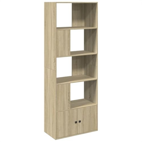 vidaXL Bücherregal, Standregal Regal mit Stauraum, Wandregal Raumteiler für Wohnzimmer, Bücherschrank Aktenregal Büroregal, Sonoma-Eiche Holzwerkstoff