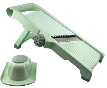 WUETOAYA Adjustable Safe Mandoline Slicer for Kitchen - Stainless Steel Multifunction Vegetable & Fruit Cutter, Onion Potato Tomato Cabbage Apple Lemon Slicer