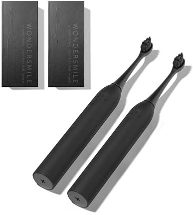 Wondersmile Schallzahnbürste Doppelpack PRO - Elektrische Zahnbürste mit 4 Putzprogrammen - Inkl. smarten Bürstenkopf (Ultimate Black)