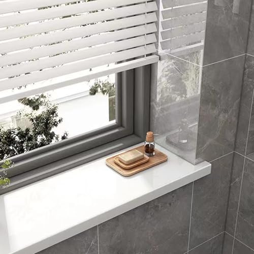 SDFVSDF White Bathroom Window Sill Nosing Cover, Tile Finish Bay Windows Sill Board Capping, Bay Windows Edge Protector Plate with Nose, Custom Size(100x25cm/39.4x9.8in)