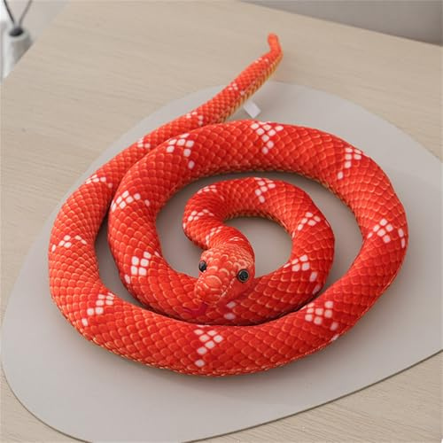 Schlange Kuscheltier Realistische PlüSchschlange, Als Kuscheltier und Dekoration Geschenk für Kinder (80 cm,Rot)