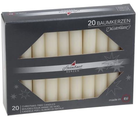 Baumkerzen durchgefärbt Champagner 95 x Ø 13 mm, 20 Stück
