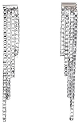 Silverly 925 Sterling Silber Box Kette Quaste Ohrringe für Damen | Fransen-Wasserfall-Ohrringe | Lange Mehrsträngige Ohrstecker | Elegantes Hypoallergenes Schmuckgeschenk für die Ehefrau
