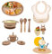 Vajilla Silicona Bebé, louça para crianças, Vaso 3 Usos, Cubiertos Bambú, Chupete Frutas, Cuchara Bebé, Platos con Ventosa, Set de Comida Bebé Libre BPA, Baberos de Silicona, 2 Colores (caramelo)
