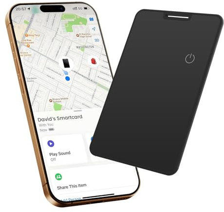 Smart Card Wallet Tracker Card, kompatibel mit Apple Find My App, wiederaufladbarer dünner GPS-Artikelfinder für Gepäckanhänger, Geldbörse, Reisepass, schlankes Smart Bluetooth-Tracking mit Schlüssela