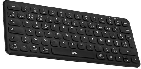 T’NB - Clavier sans Fil Français AZERTY, Connexion Bluetooth, Conception Ultra Fine, Batterie Rechargeable, Contrôle Multimédia intuitif, Compatible Windows et MacOs – Noir