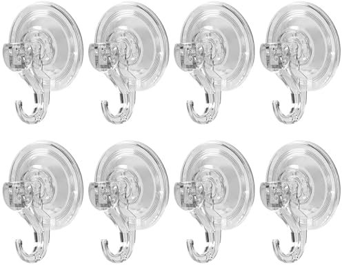Gancio a Ventosa, Ganci Ventosa a Parete Forte, Gancio Appendini Senza Foratura, Trasparenti Ganci Adesivi in Plastica, Capacità Massima di Peso 3 kg, Diametro 7cm, 3pollici, per Piastrelle, Vetro