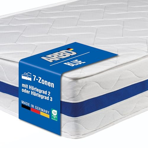 ARBD Matratze 90x200 cm – 22 cm Höhe | 7-Zonen Kaltschaummatratze H2 | Orthopädische Schlafmatratze mit Klimaband & Öko-Tex Zertifikat | Für Körpergewicht 60–80 kg | Punktelastisch & atmungsaktiv