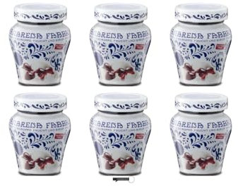 Fabbri Amarena Ciliegie in Sciroppo, Set di 6 Vasetti in ceramica decorativa, 230g, con Portachiavi italy shop service
