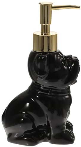 Lurrose 280ml Schwarzer Keramischer Hundeseifenspender mit Pumpfunktion Auslaufsicher und Einfach zu Bedienen als Lotionflasche für Badezimmer und Dusche