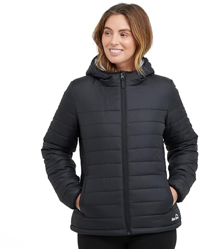 Peter Storm Women’s Blisco Jacket with Hood & 2 Pockets, Insulated, Water Repellent & Lightweight Puffer Coat (UK, Numeric, 14, Regular, Regular, Solid Black)