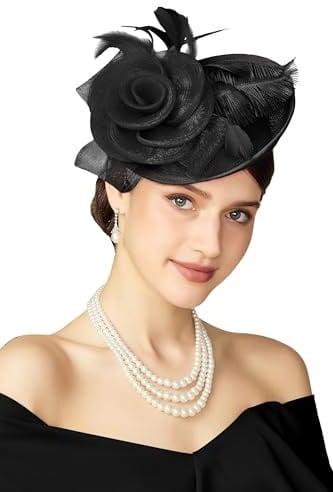 BABEYOND Damen Federn Fascinator Hut Mesh-Blumen Haarclip | ascot, federn, mesh-blumen, pillbox-design, ideal für hochzeiten, rennen & partys