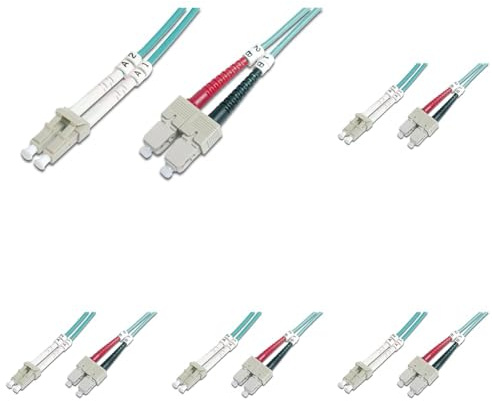 DIGITUS DK-2532-02/3 – Glasfaserkabel OM3 – 2 m – LC zu SC – Duplex LWL Kabel – 1/10/40/100 Gbit/s – MM Multimode Glasfaser LAN Kabel – Fasertyp: 50/125 µ – Türkis (Aqua) (Packung mit 5)