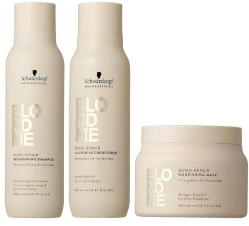 Schwarzkopf - Trio Brightening Shampoo 300 ml & Conditionner Nourishing 250 ml & Nourishing Maske 200 ml Blondme Repair