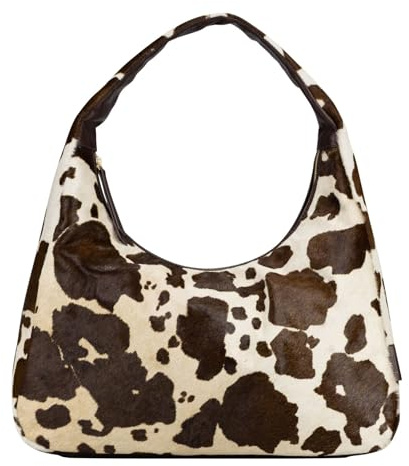 Jost Leder Schultertasche Furry Cow Hobo Bag Brown mehrfarbig