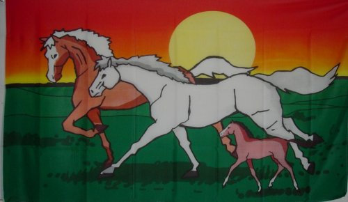 Pferde Pferdefamilie Fahne Flagge Grösse 1,50x0,90m - FRIP –Versand®