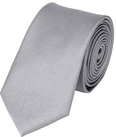Fabio Farini - einfarbige elegante Unicolor Krawatten für Herren - 6cm/8cm zur Auswahl Silber Schmal (6cm)