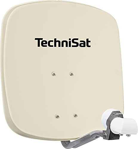 TechniSat DIGIDISH 45 - Satelliten-Schüssel für 2 Teilnehmer (45 cm kleine Sat Anlage - inkl. Wandhalterung, An-Rohr-Fitting zur Montage am Mast (30-63 mm) und Universal Twin-LNB) beige