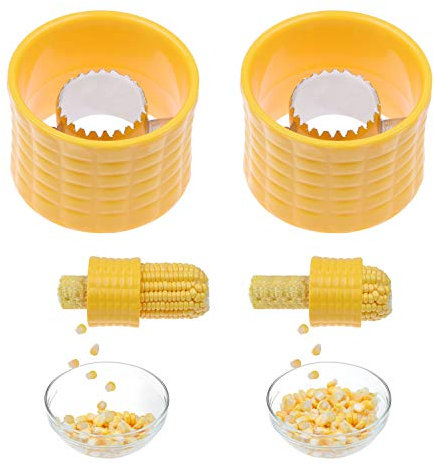 Corn Stripping Tool, Set of 2 - These Corn Cobber Tools are The Easiest Way to Remove Kernels from Fresh Corn - Just Push Corn Through The Device - The Stainless Steel Blades Work as a Corn Zipper