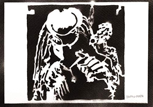 moreno-mata Echtes Handgemachtes Graffiti Predator Yautja Filme Aesthetic Poster & Kunstdrucke Bilder Plakat Handmade Deko Wandbilder Wohnzimmer Wanddeko Geschenke für Männer und Frauen